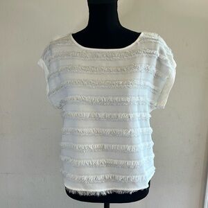 Ivory Maeve By Anthropologie Fringe Blouse